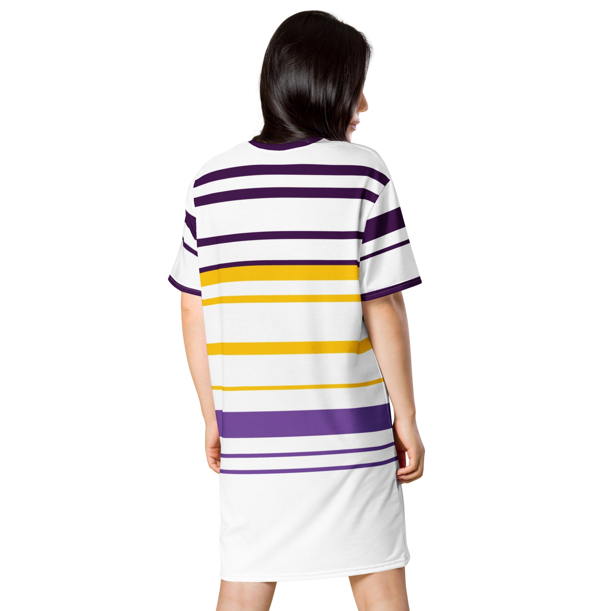 Yellow Striped T-Shirt Dress - Activewear Well