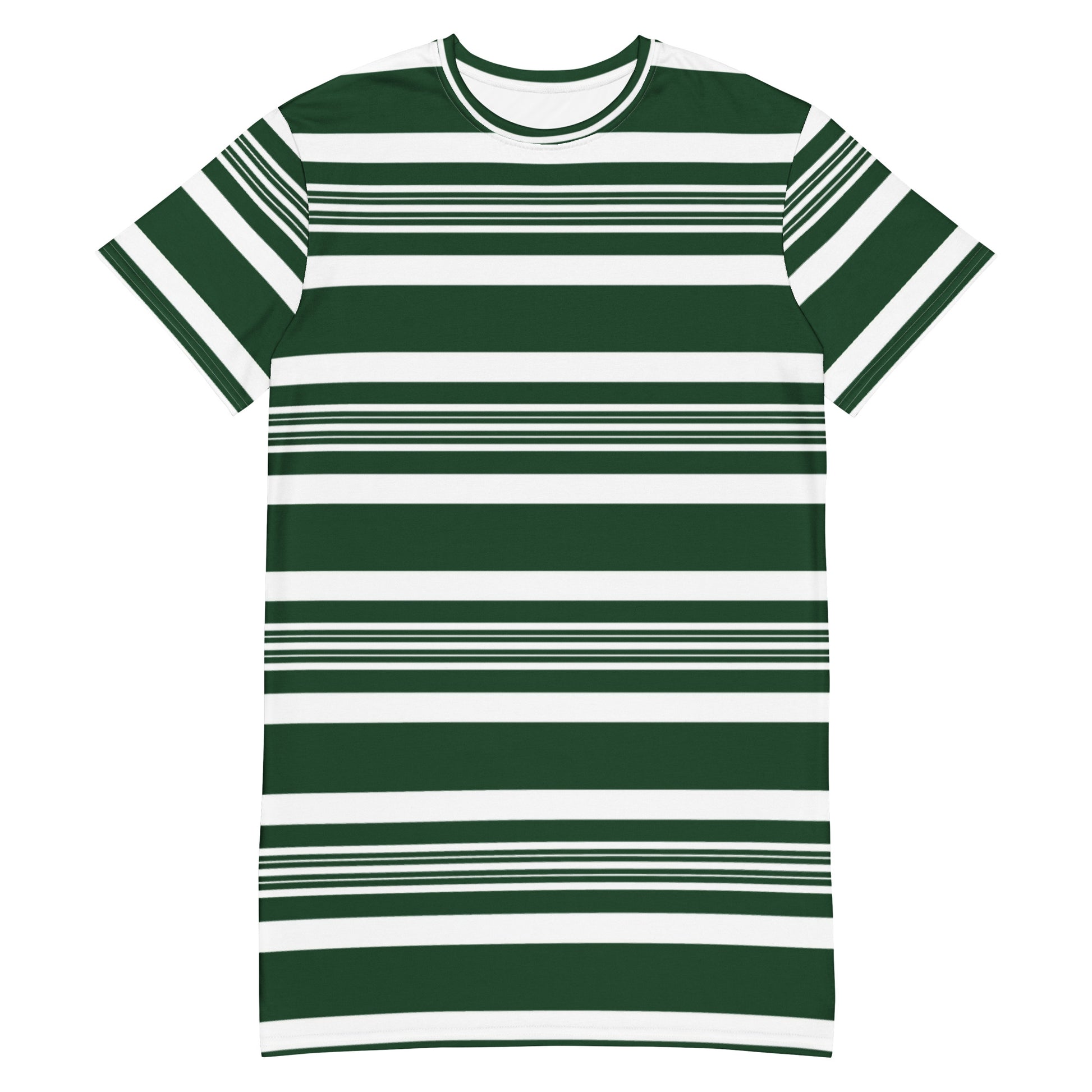 Green Striped Casual T-Shirt Dress - Activewear Well