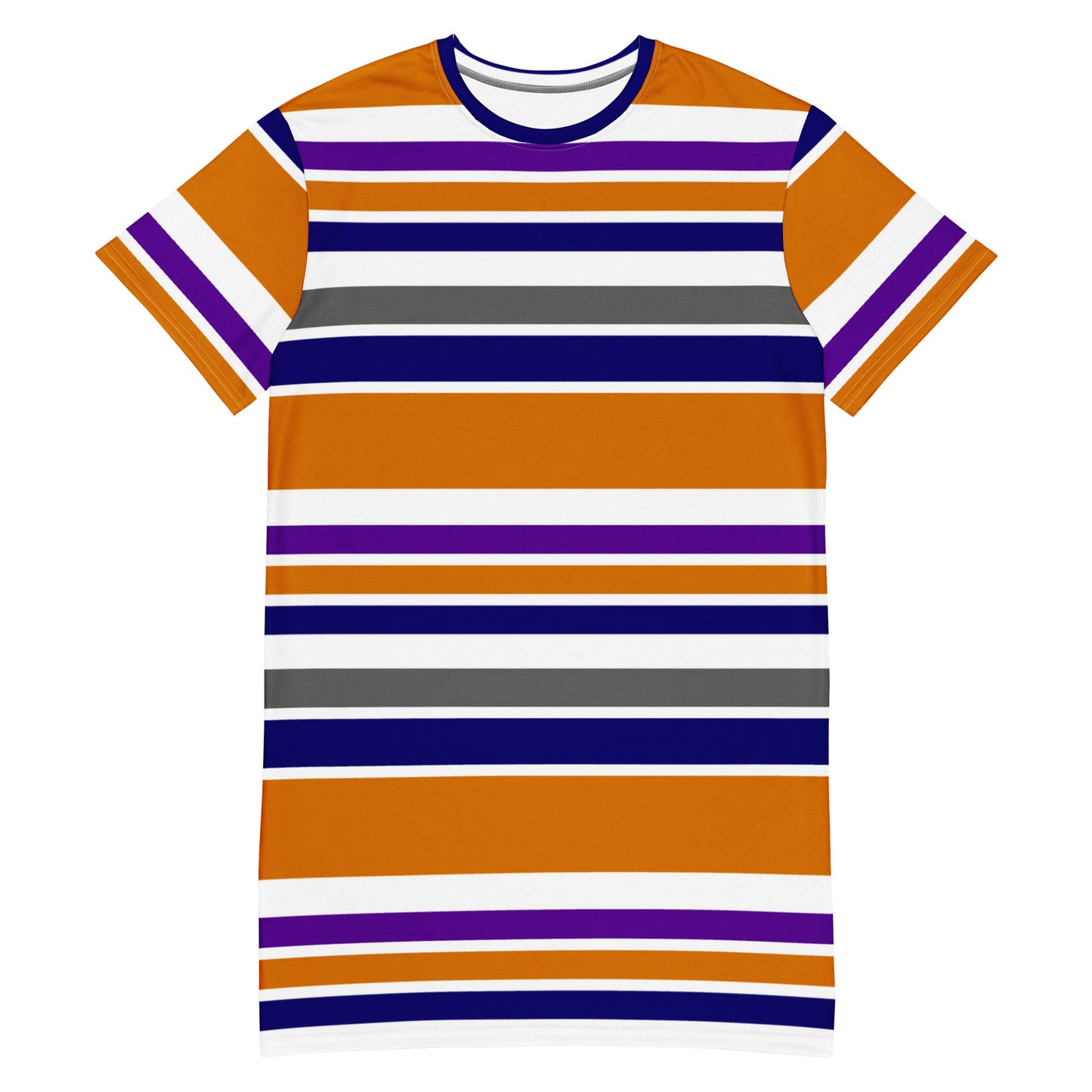 Women's Orange Striped T-Shirt Dress - Activewear Well