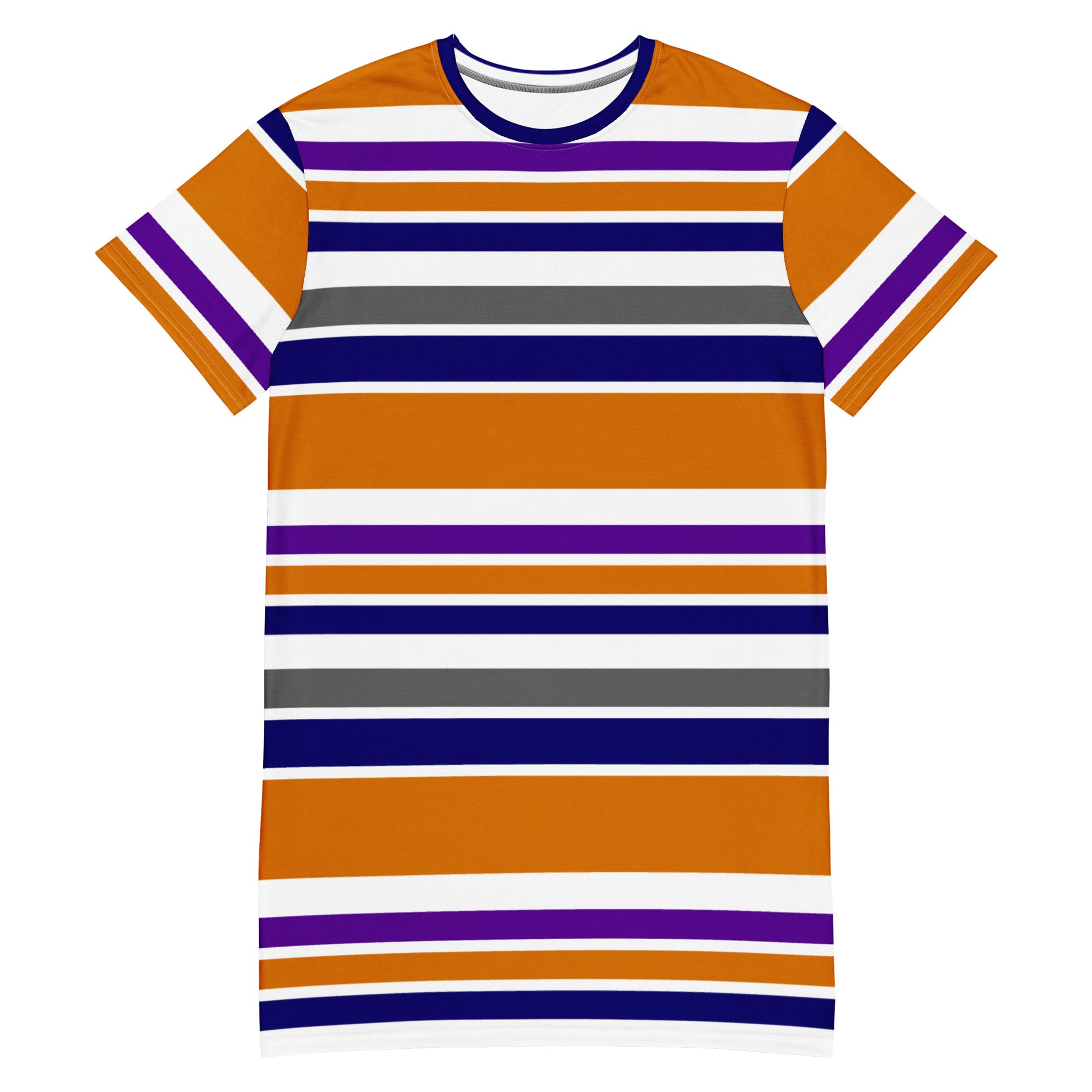 Women's Orange Striped T-Shirt Dress - Activewear Well