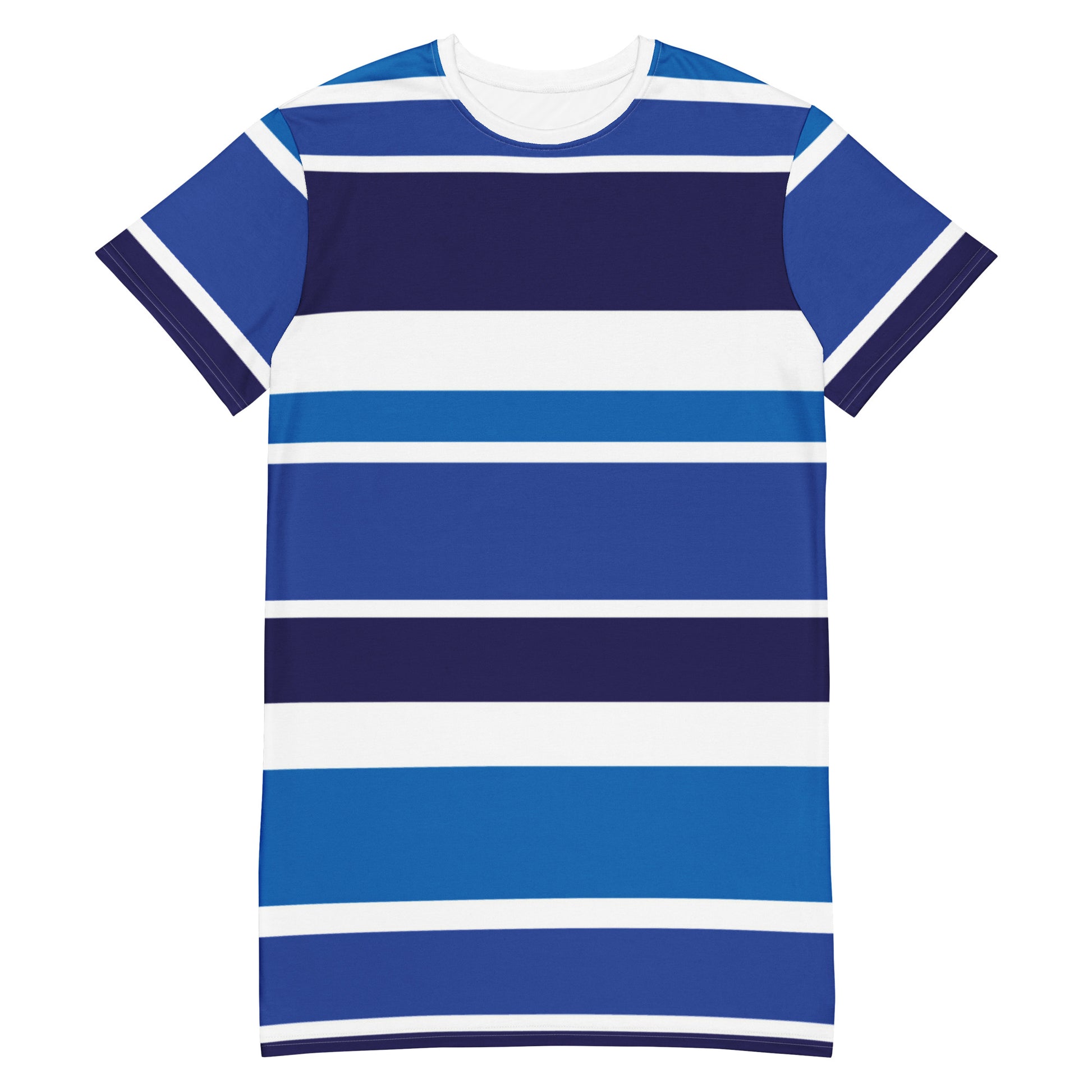 Women's Blue Striped T-Shirt Dress - Activewear Well