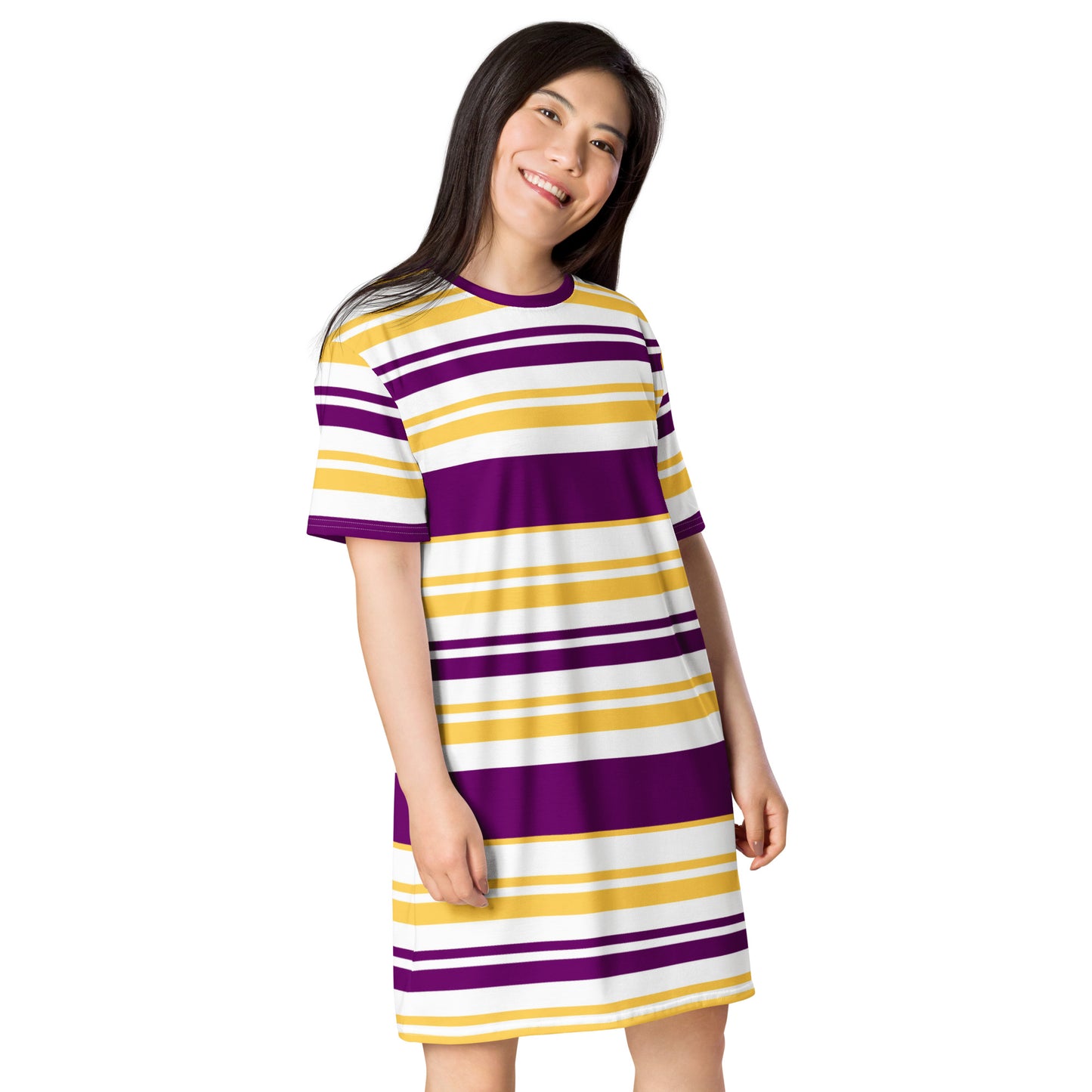 Purple Striped T-shirt Dress - Activewear Well