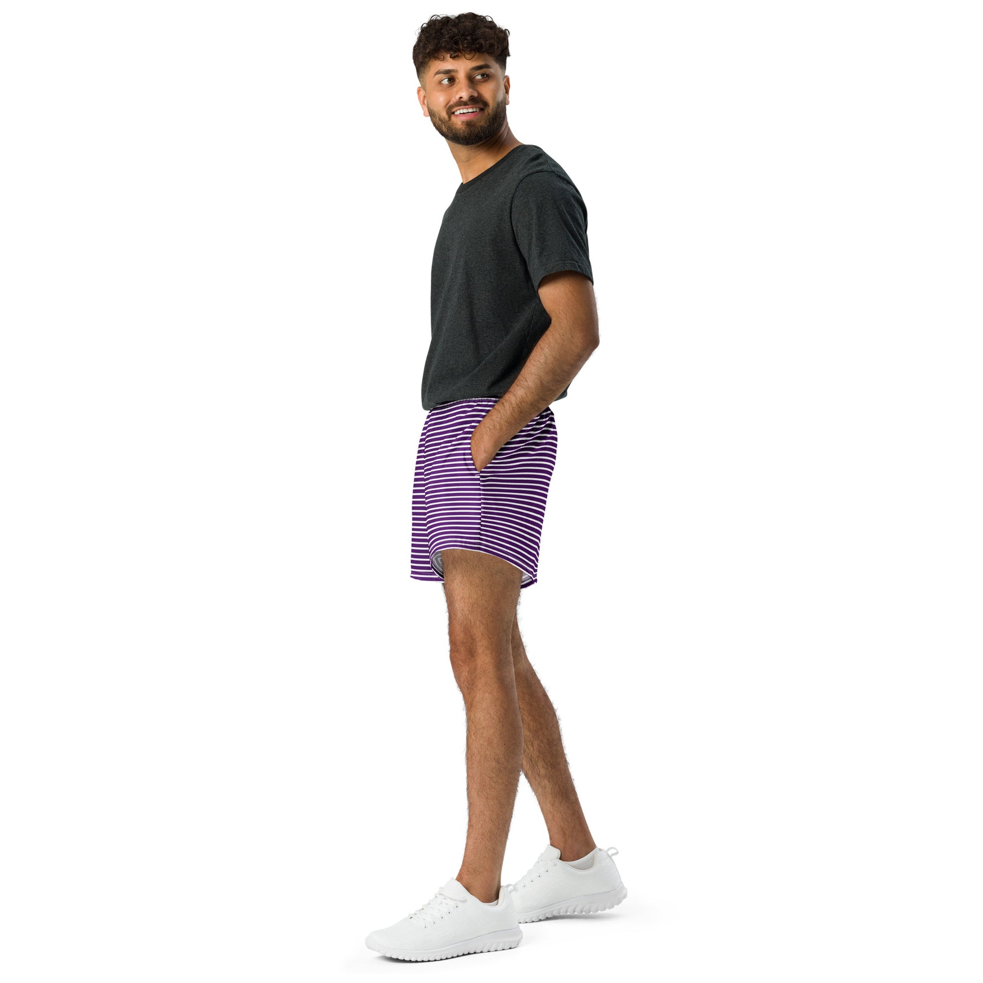 Unisex Purple Stripe Athletic Shorts - Activewear Well