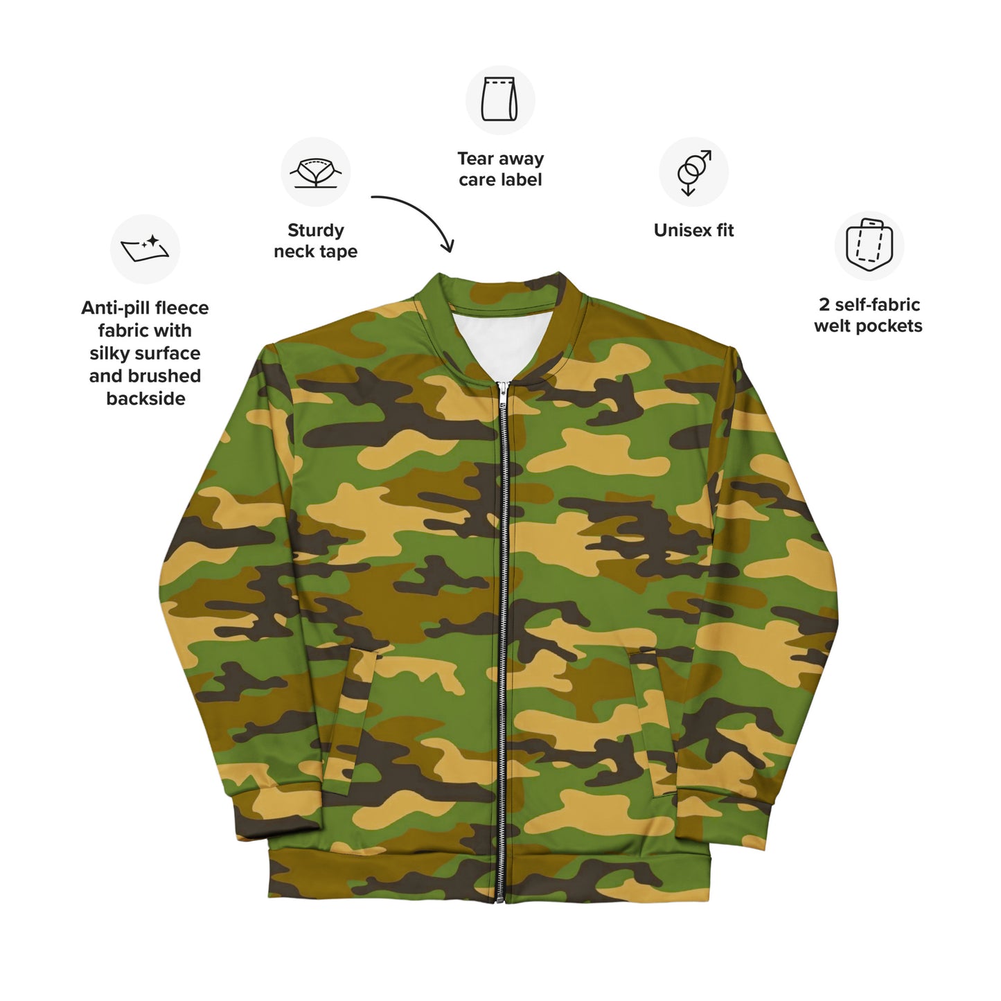 Camo Unisex Bomber Jacket - Activewear Well