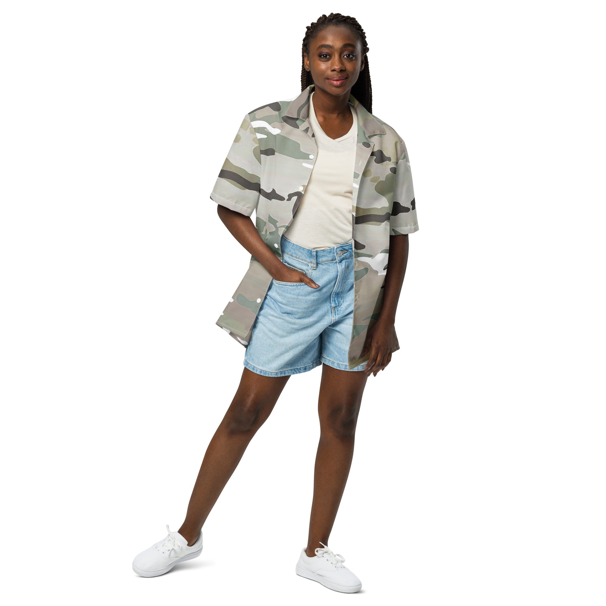 Desert Camo Unisex Button Shirt - Activewear Well