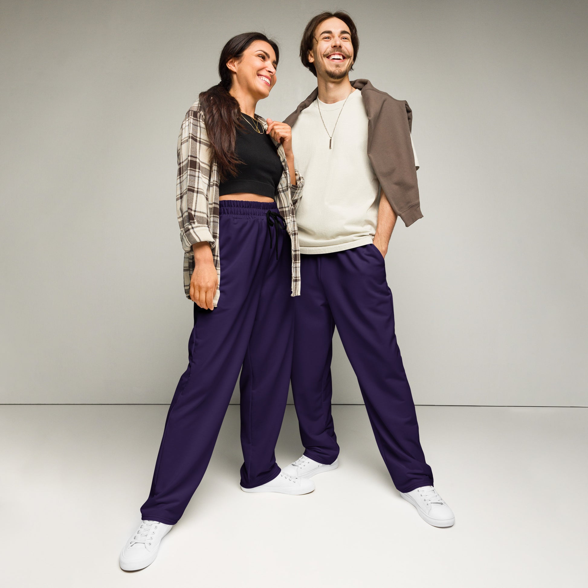 Dark Purple Wide-Leg Joggers - Activewear Well