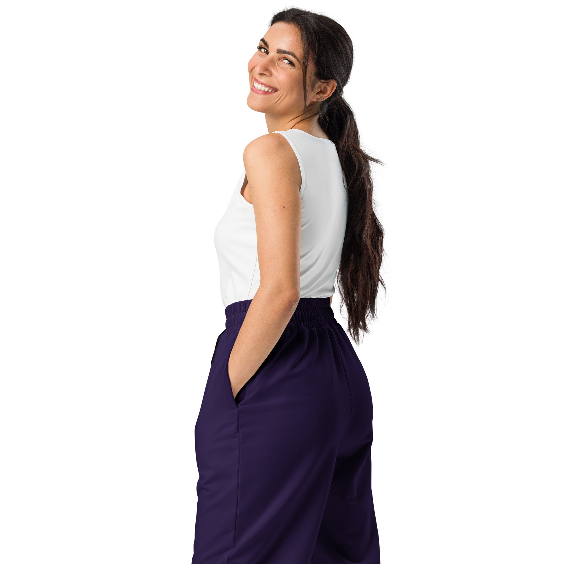 Dark Purple Wide-Leg Joggers - Activewear Well