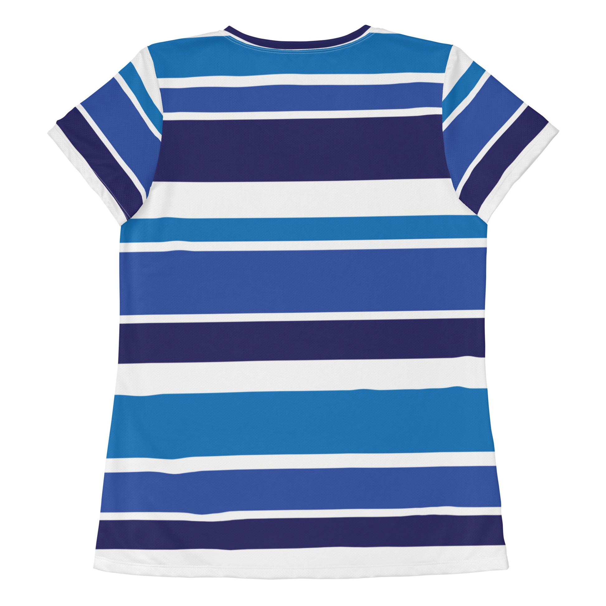 Women's Blue Striped Athletic T-Shirt - Activewear Well