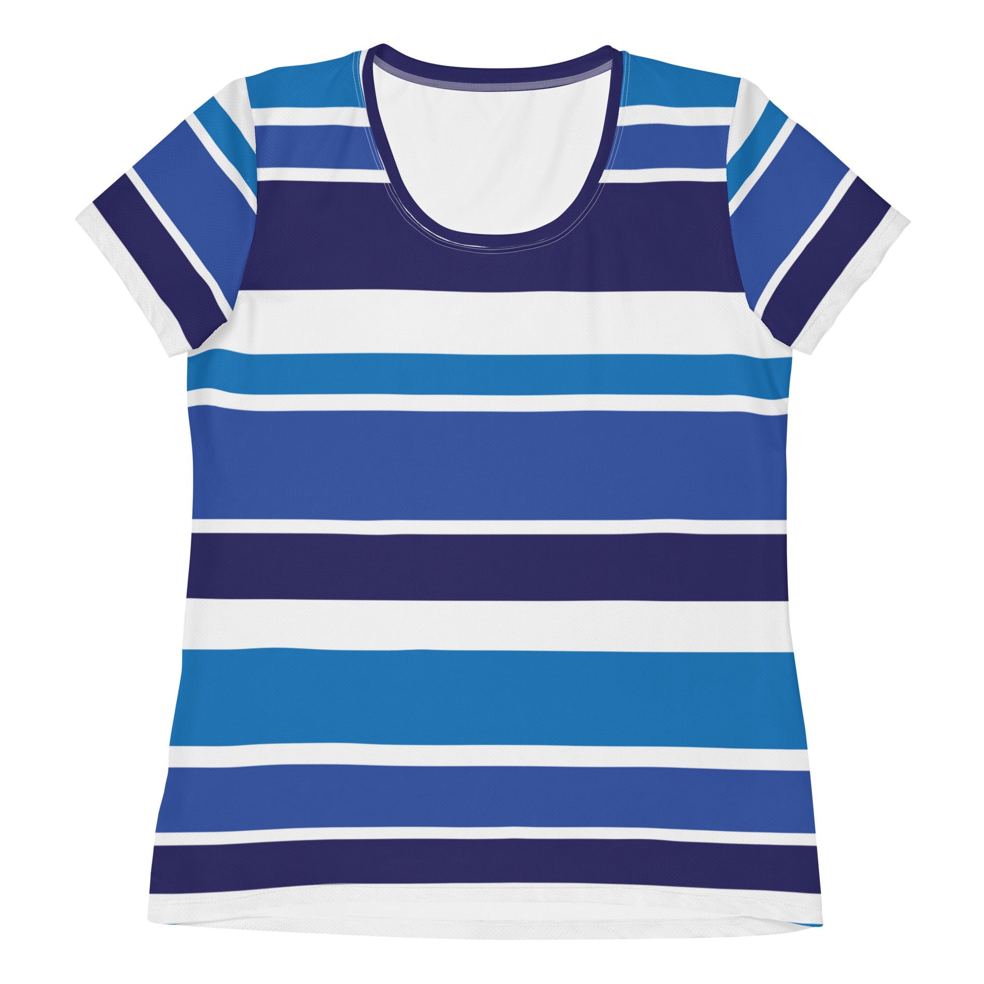 Women's Blue Striped Athletic T-Shirt - Activewear Well