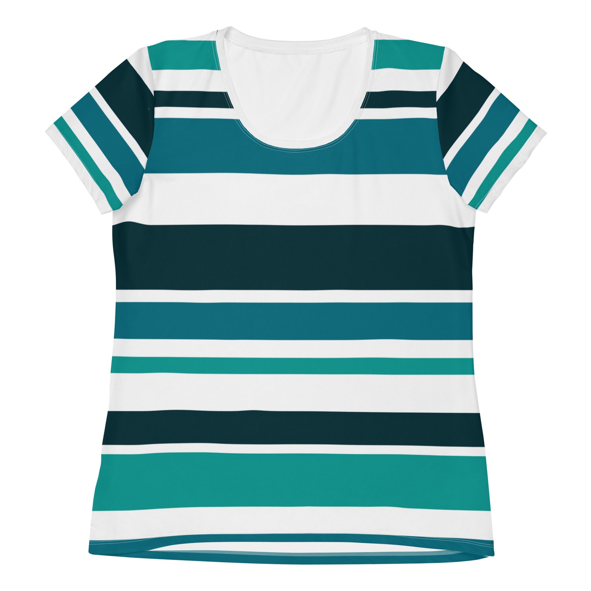 Women's Green Striped Athletic T-Shirt - Activewear Well