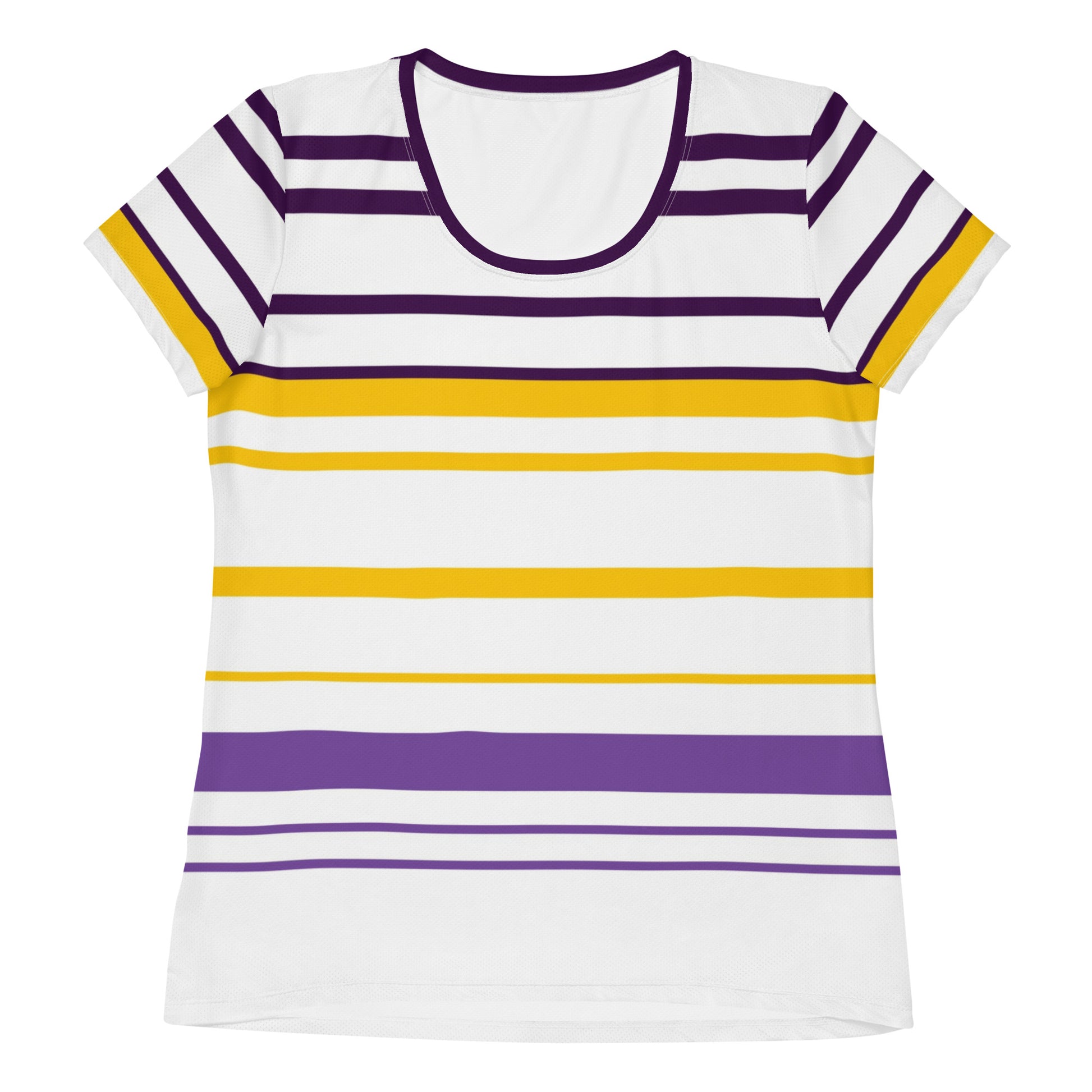 Women's Yellow Striped Athletic T-Shirt - Activewear Well