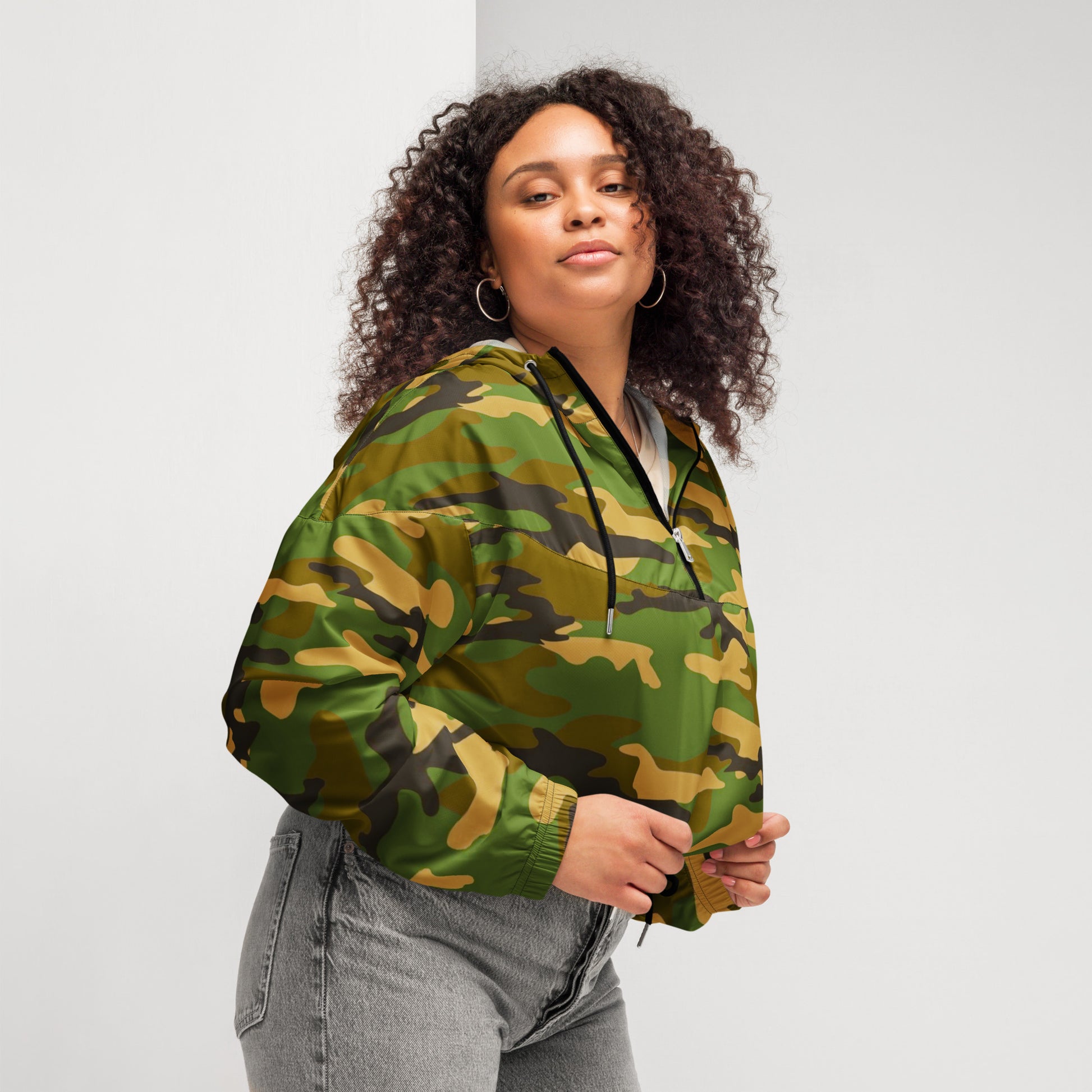Women’s  Cropped Camo Windbreaker - Activewear Well