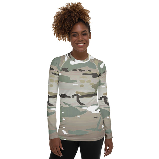 Desert Camo Women's Rash Guard - Activewear Well