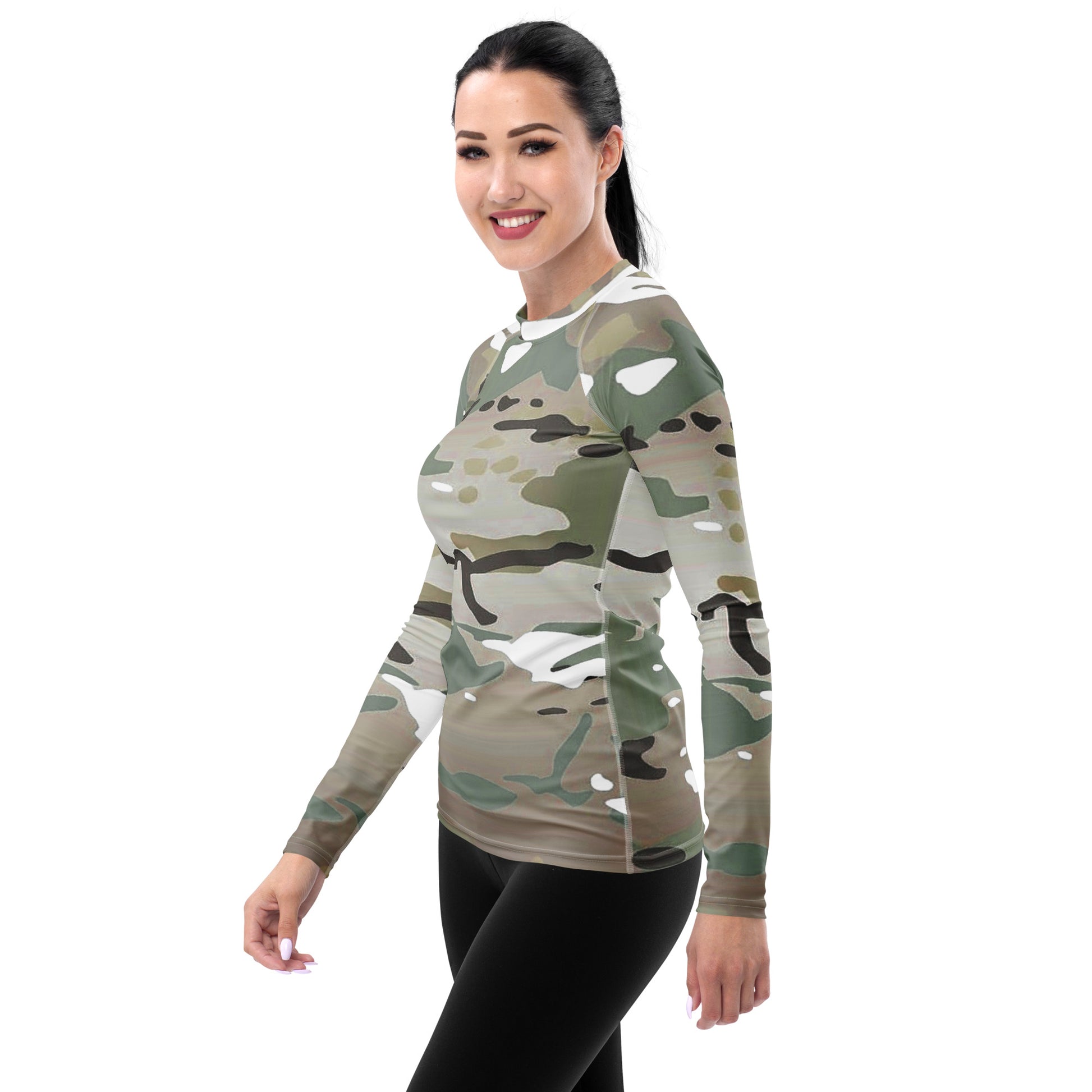 Desert Camo Women's Rash Guard - Activewear Well