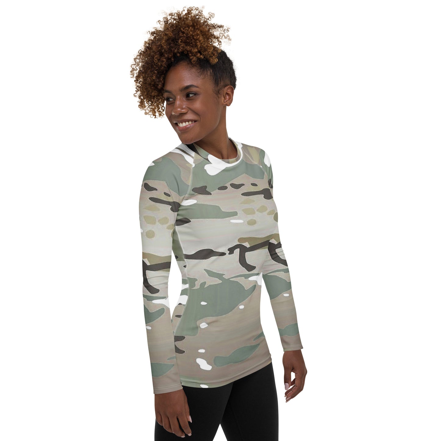 Desert Camo Women's Rash Guard - Activewear Well