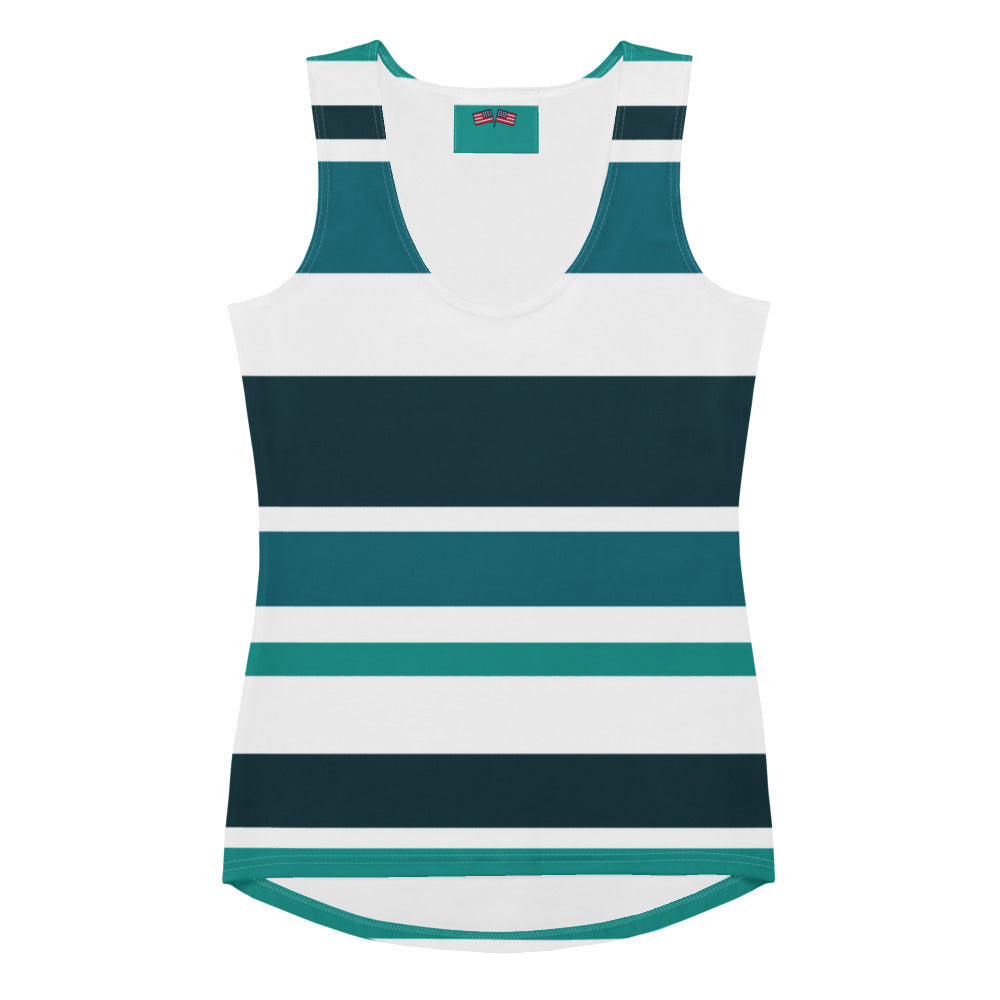 Women's Green Striped Tank Top - Activewear Well