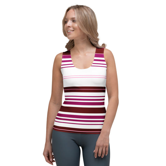 Women's Purple Striped Tank Top - Activewear Well