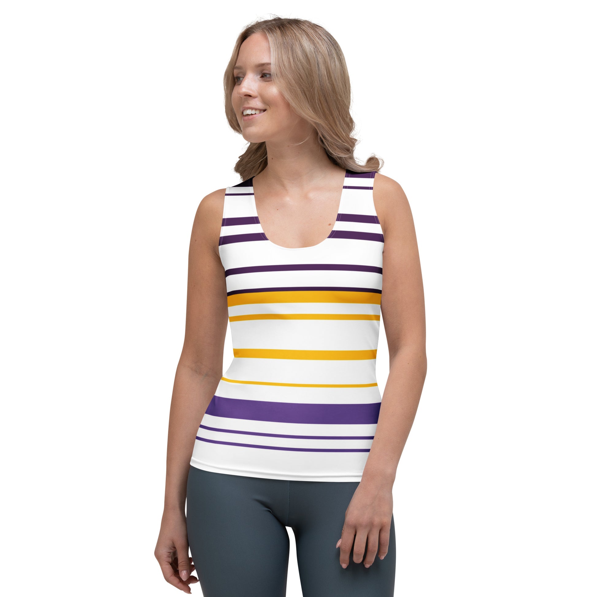 Women's Yellow Striped Tank Top - Activewear Well