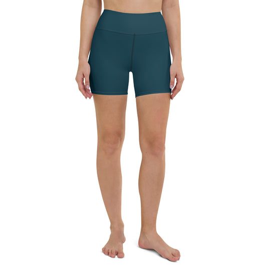 Petrol Blue High-Rise Yoga Shorts - Activewear Well