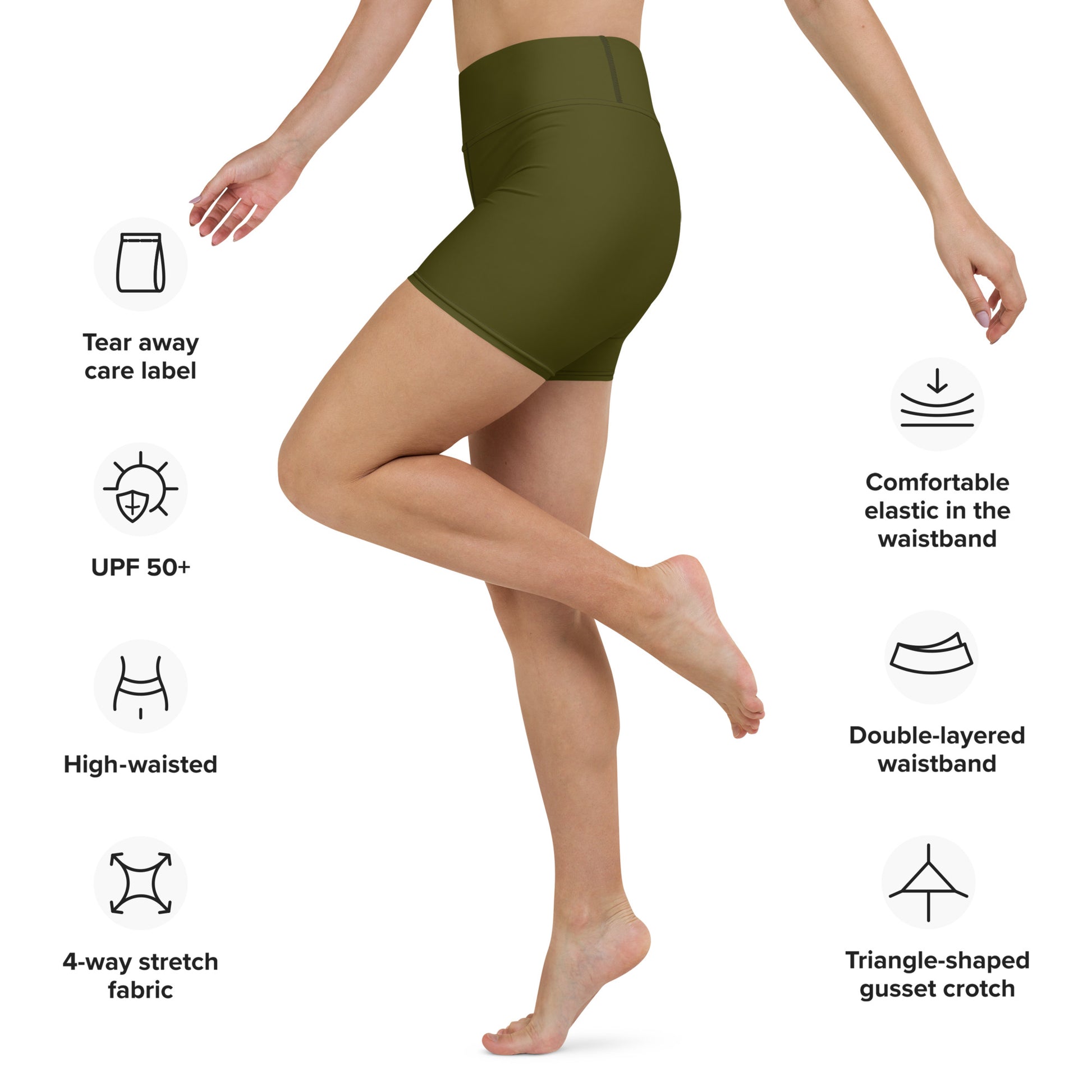 Olive High-Rise Yoga Shorts - Activewear Well