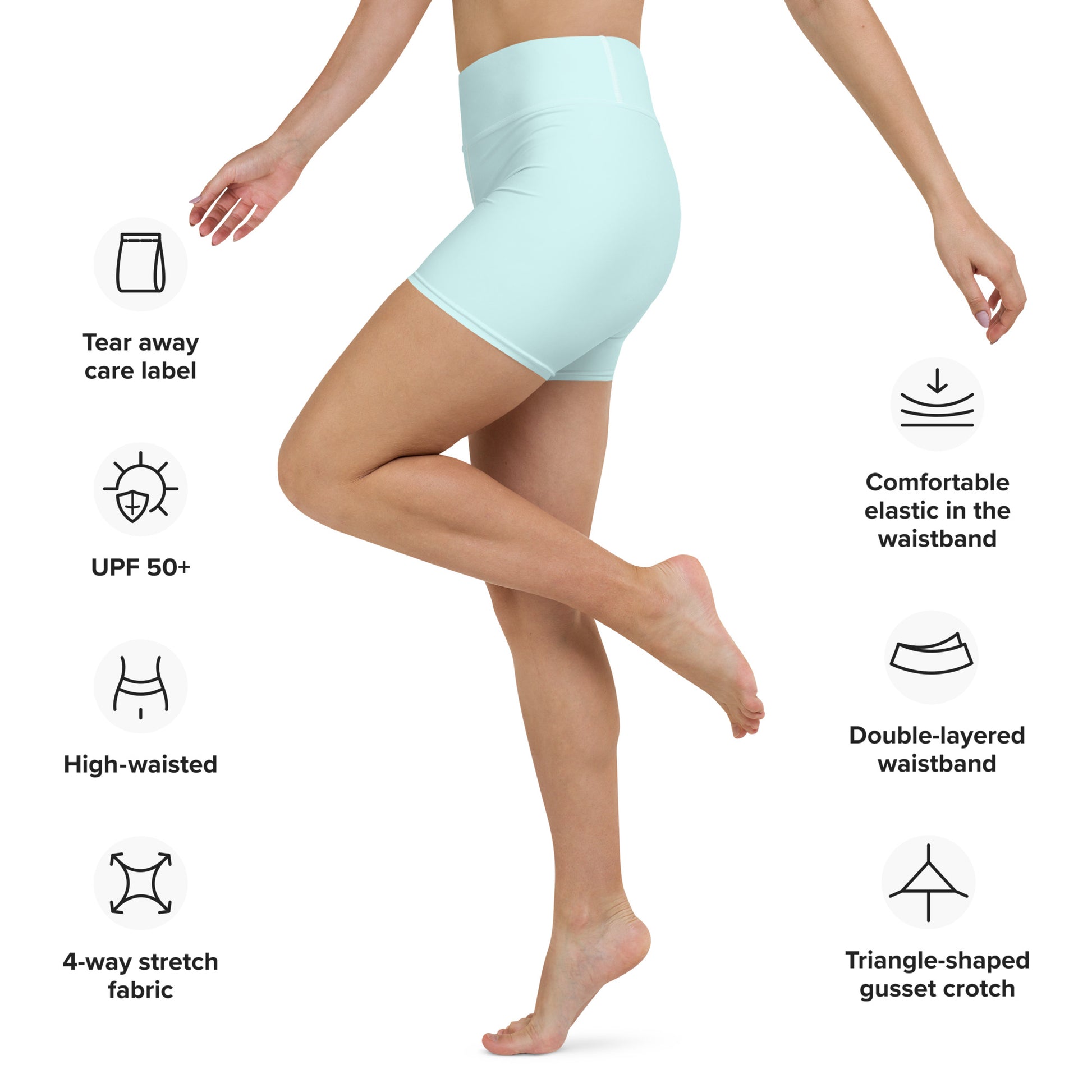 Pastel Blue High-Rise Yoga Shorts - Activewear Well