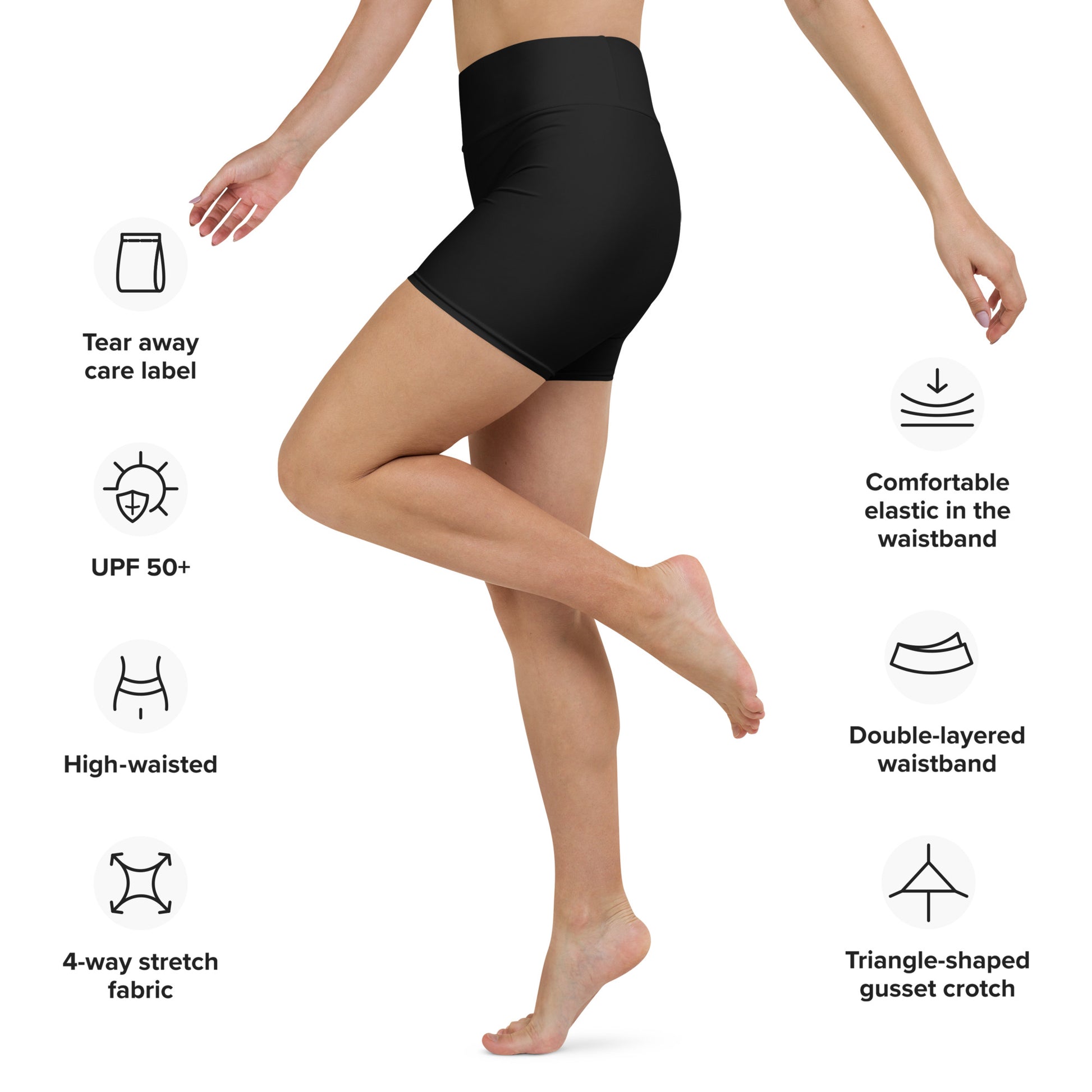 Black High-Rise Yoga Shorts - Activewear Well