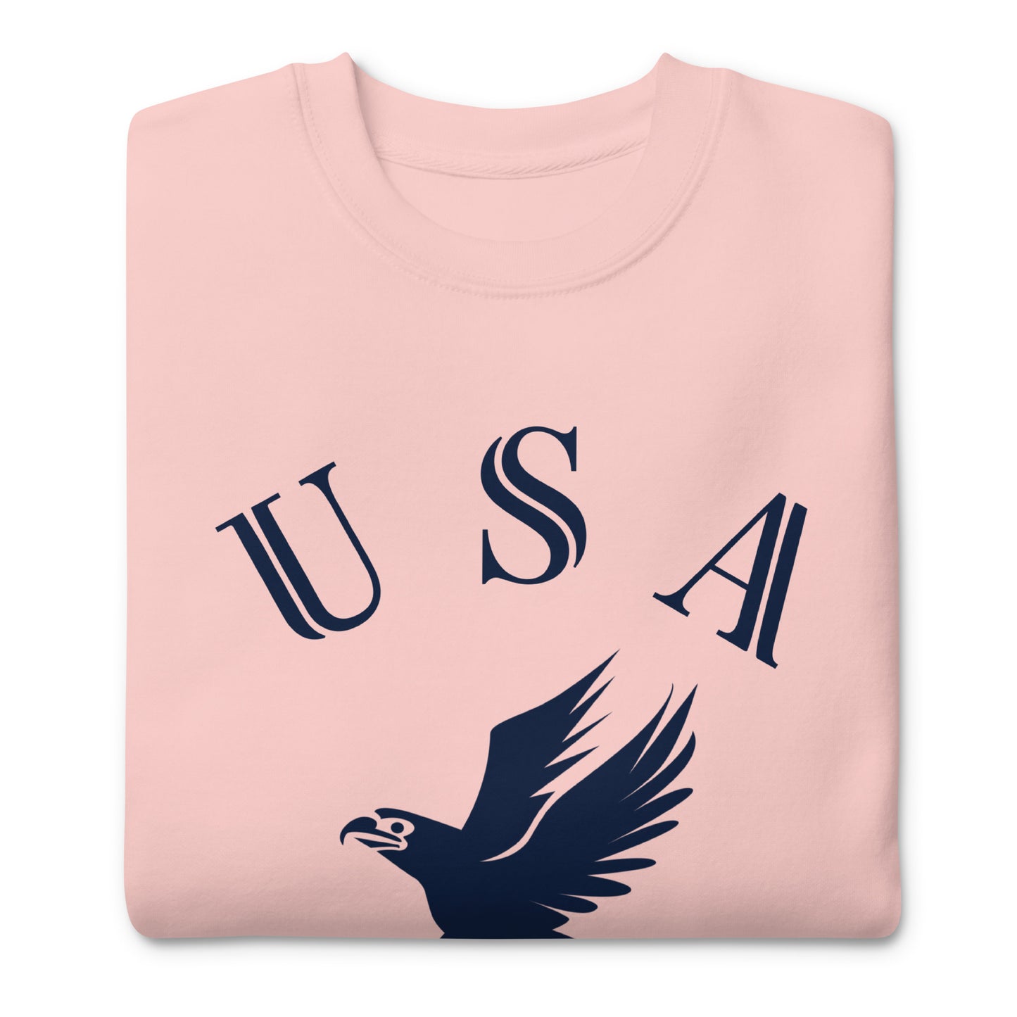 Pink sweatshirt with 'USA' and an eagle design on a white background