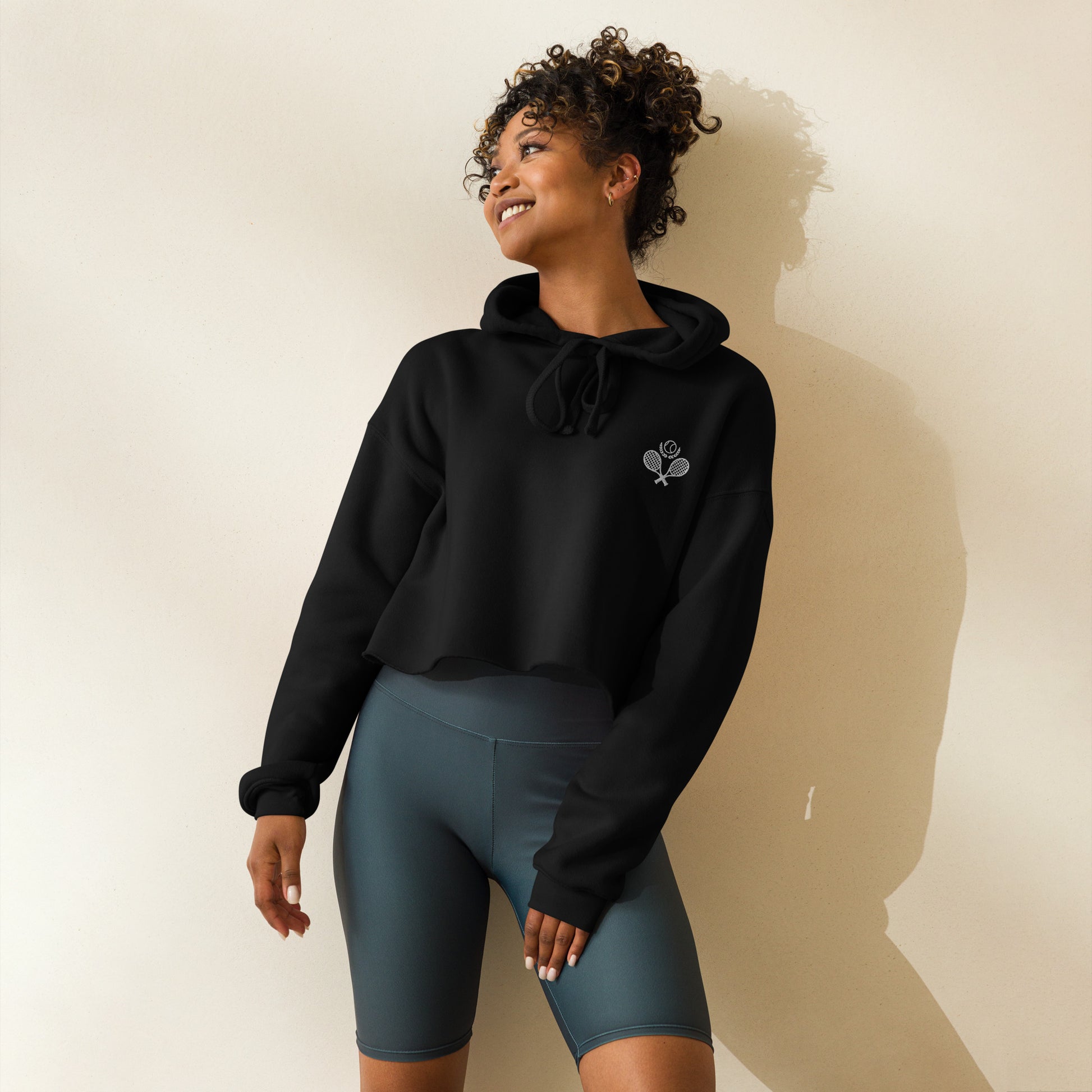Tennis Embroidered Crop Hoodie - Activewear Well
