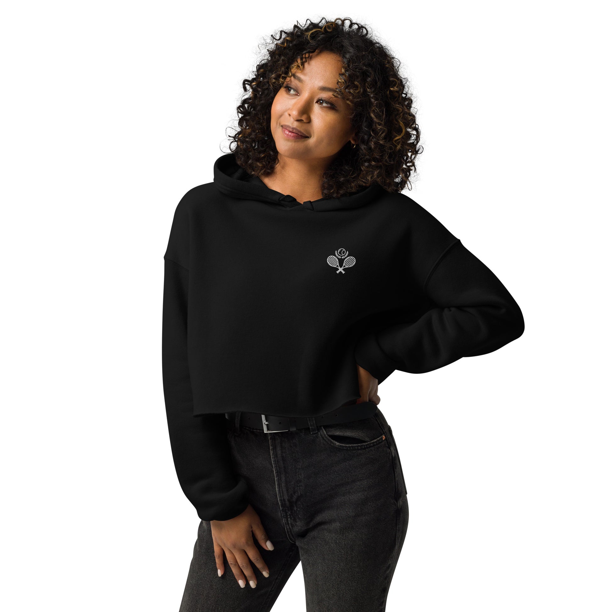Tennis Embroidered Crop Hoodie - Activewear Well
