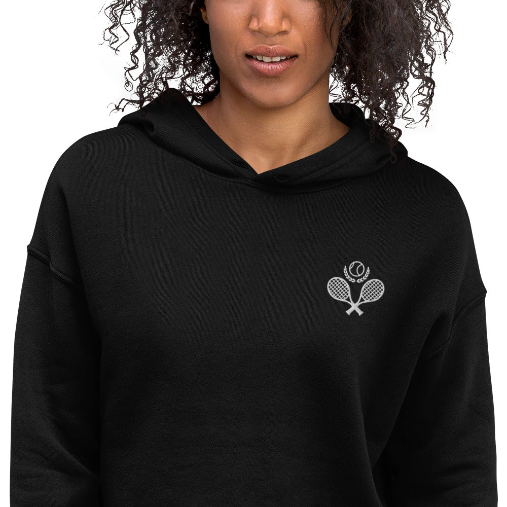 Tennis Embroidered Crop Hoodie - Activewear Well