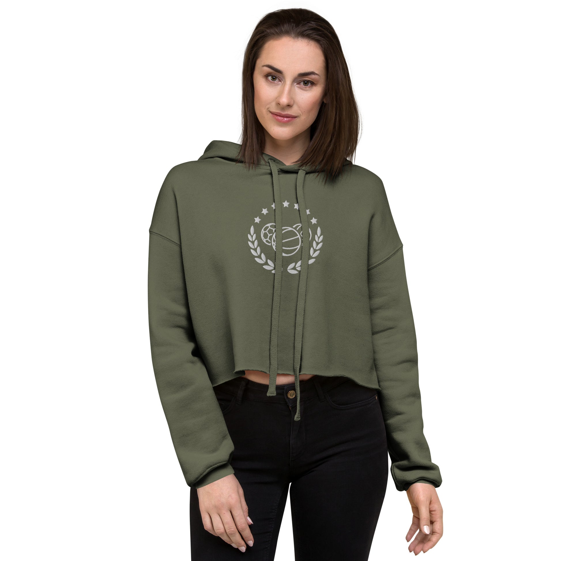Sports Embroidered Crop Hoodie - Activewear Well