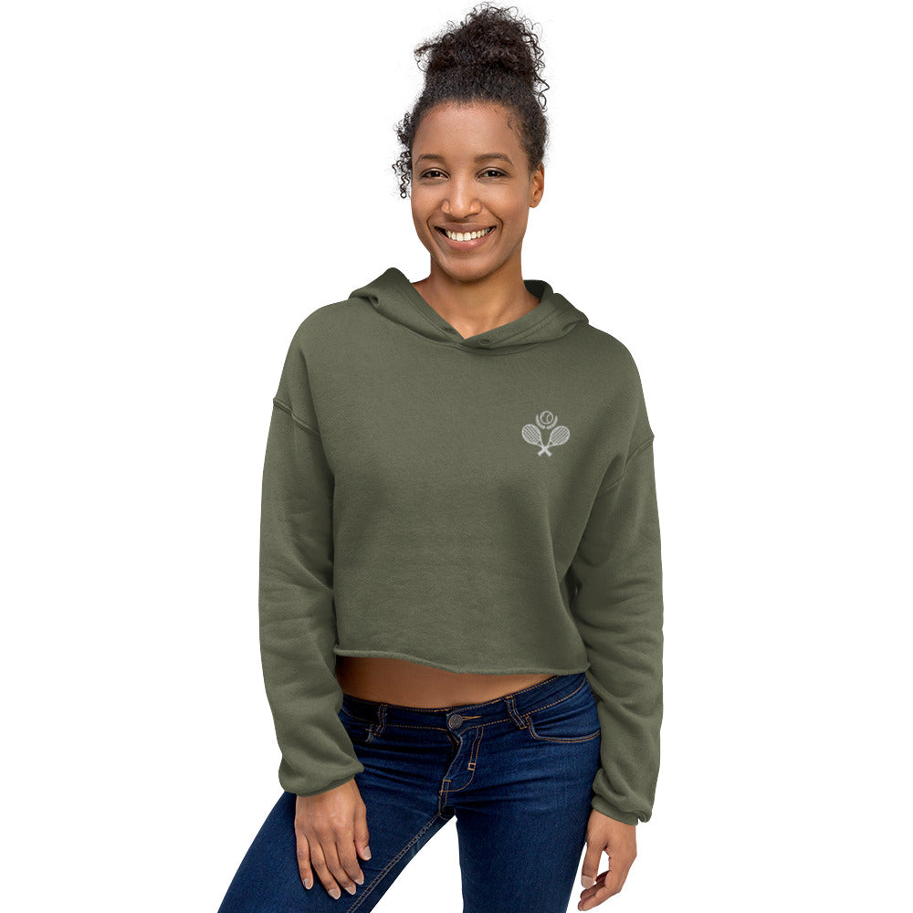 Tennis Embroidered Crop Hoodie - Activewear Well