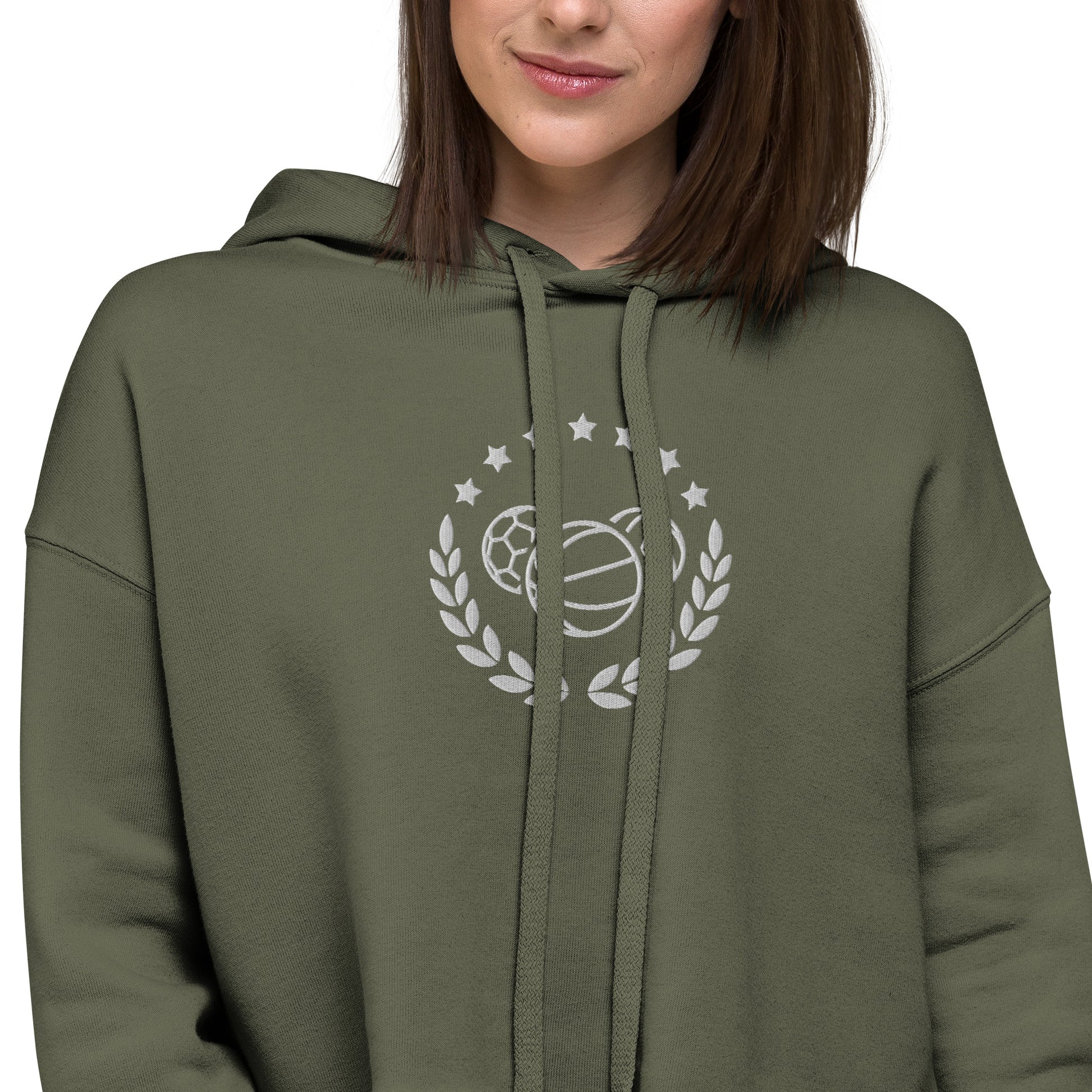 Sports Embroidered Crop Hoodie - Activewear Well