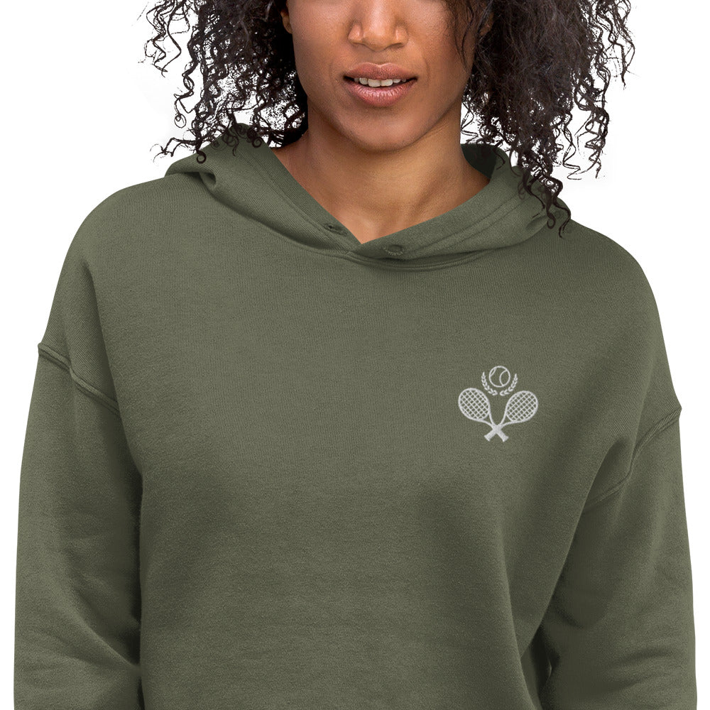 Tennis Embroidered Crop Hoodie - Activewear Well