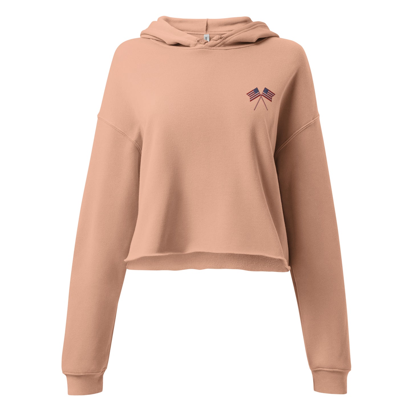USA Flag Embroidered Crop Hoodie - Activewear Well
