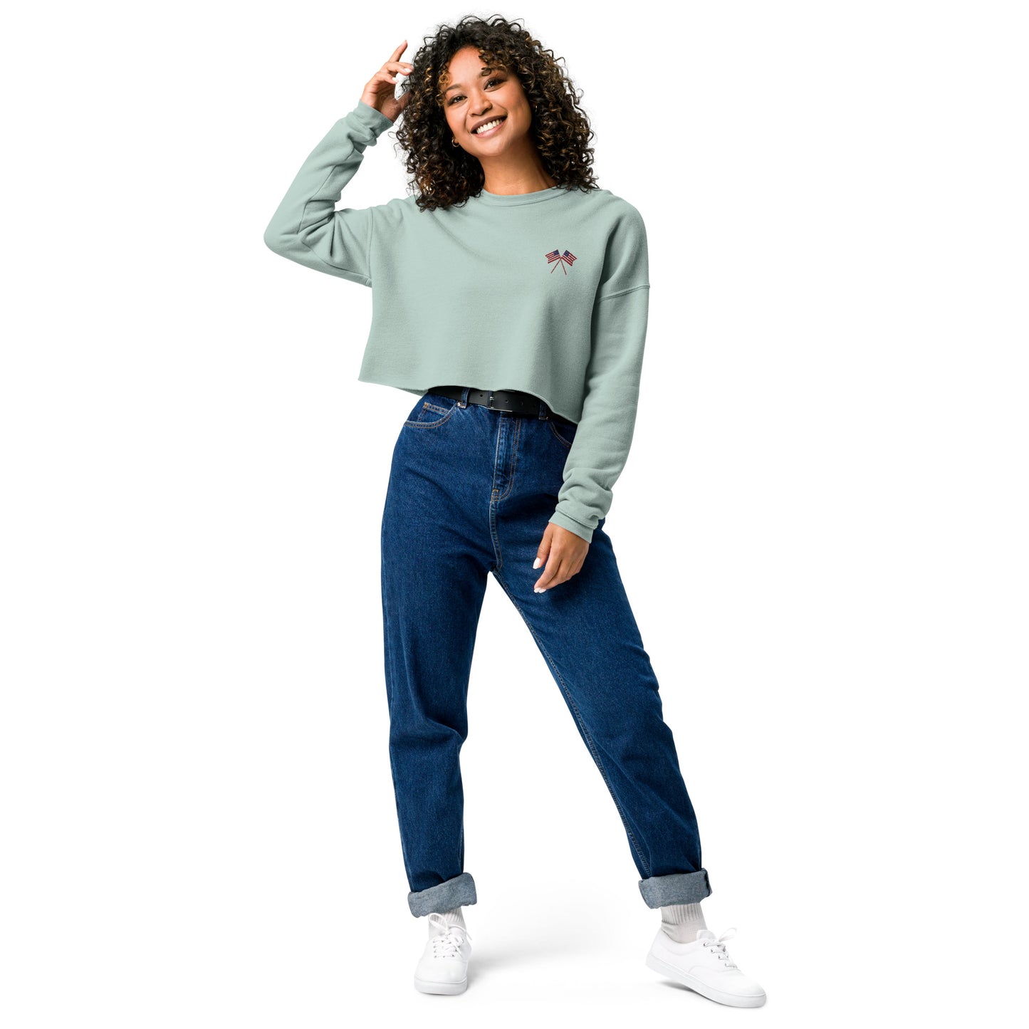 US Flag Women's Crop Sweatshirt