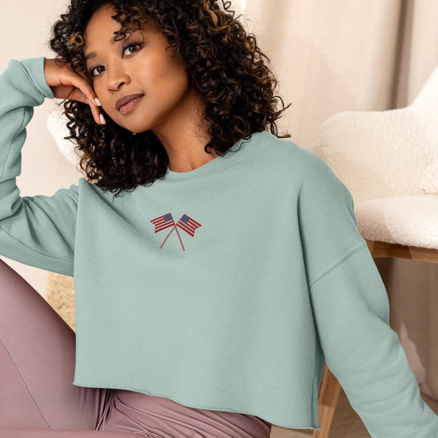 American Flag Crop Sweatshirt - Activewear Well