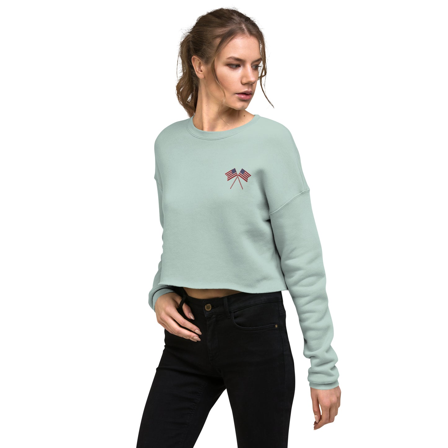 US Flag Women's Crop Sweatshirt