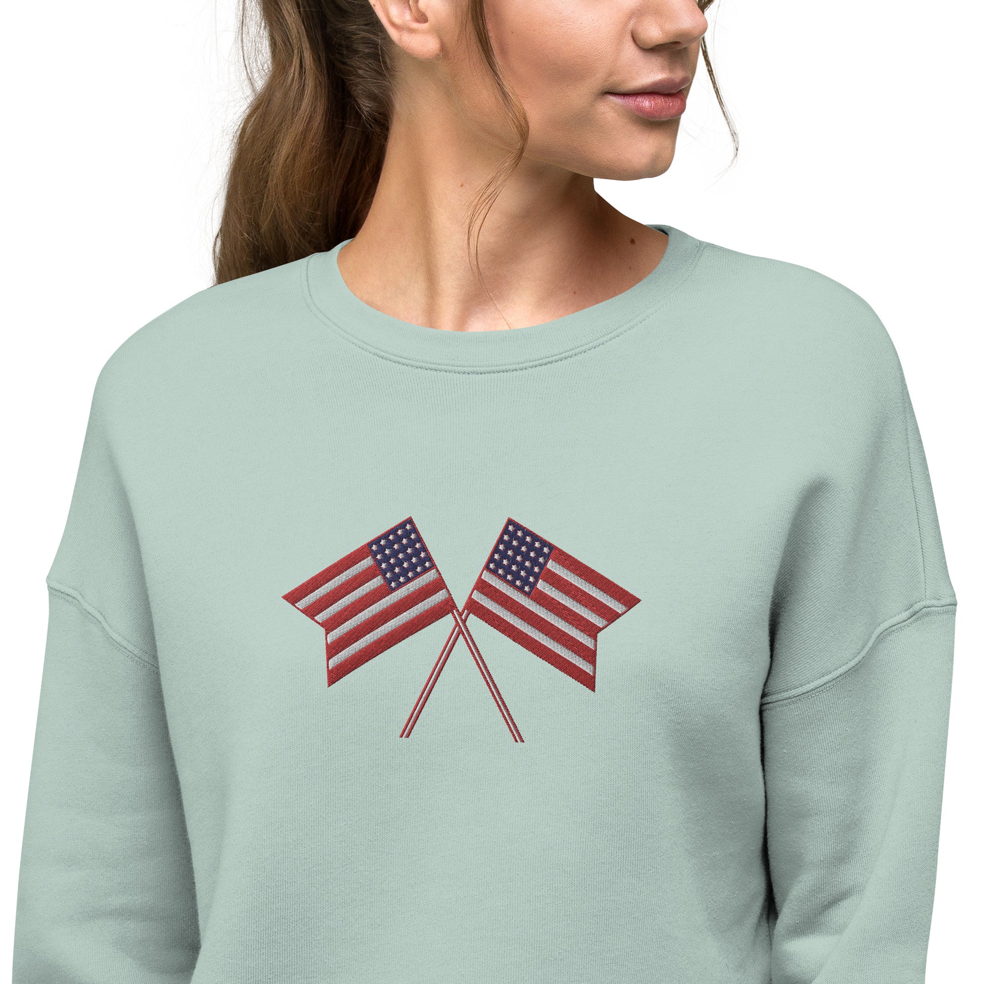 American Flag Women's Crop Sweatshirt - Activewear Well