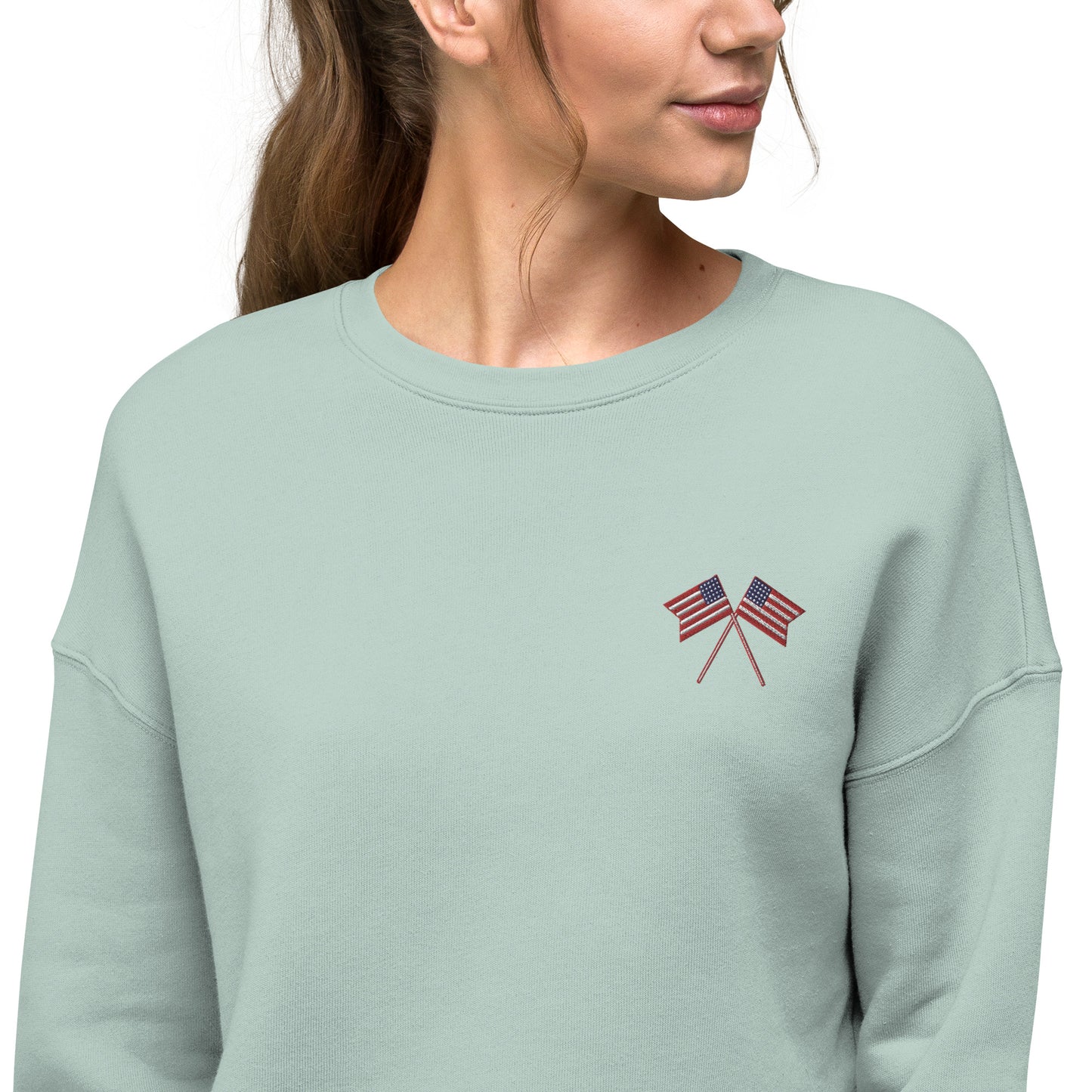 US Flag Women's Crop Sweatshirt