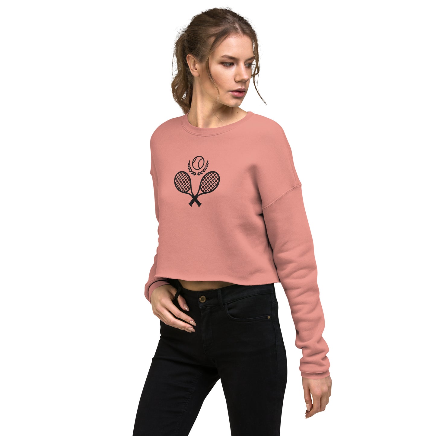 Tennis Racket Women's Crop Sweatshirt - Activewear Well