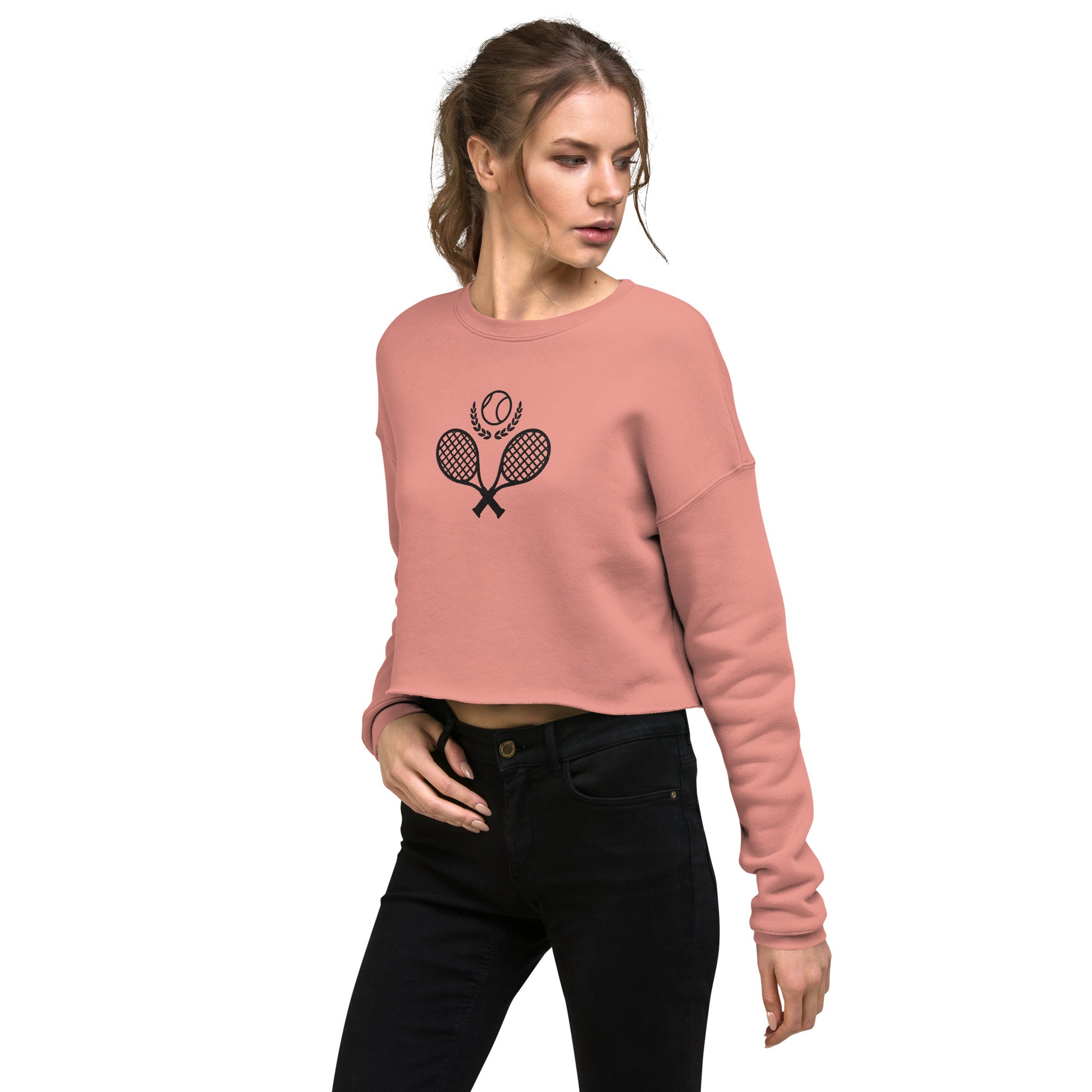 Tennis Racket Women's Crop Sweatshirt - Activewear Well