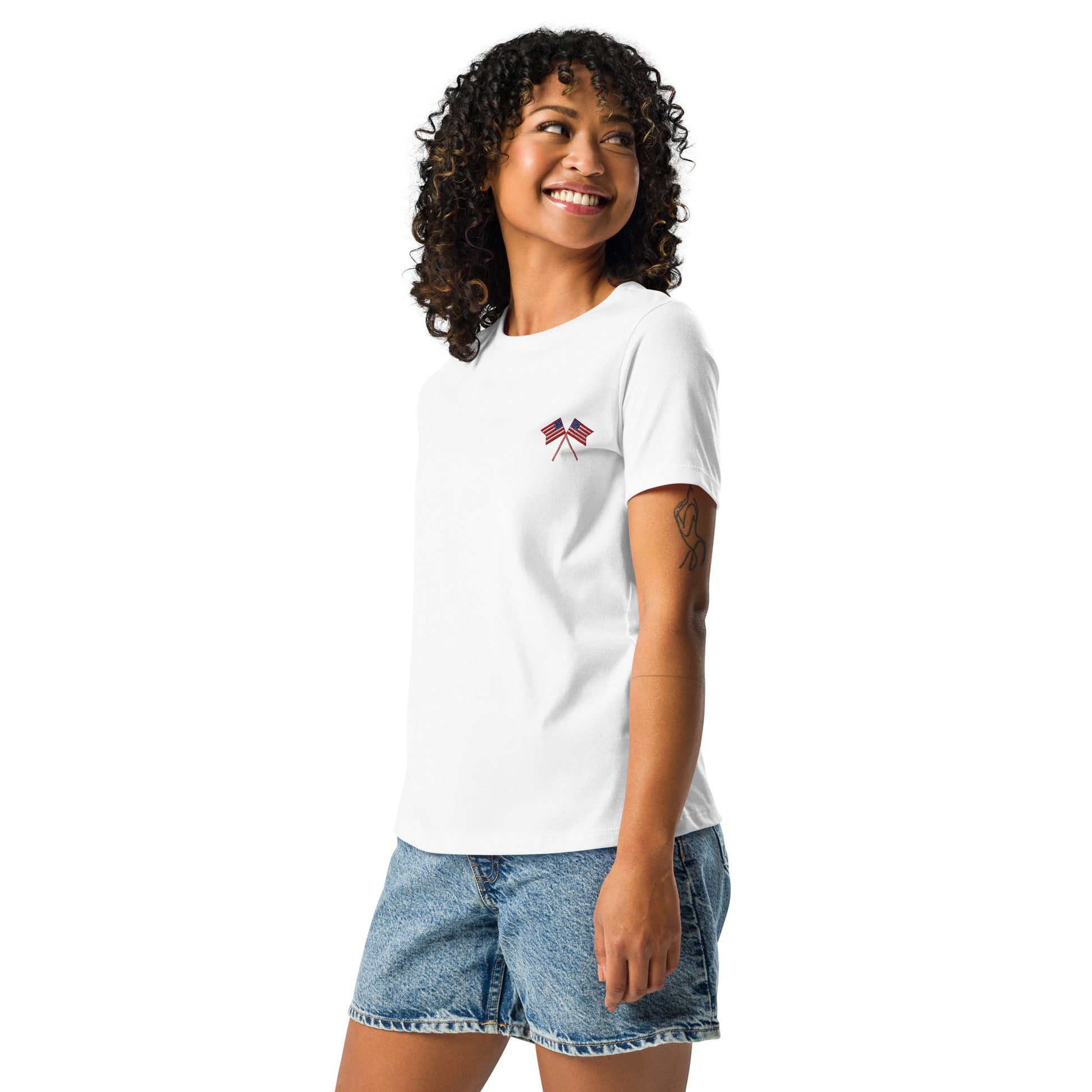 American Flag Women's Relaxed T-Shirt - Activewear Well